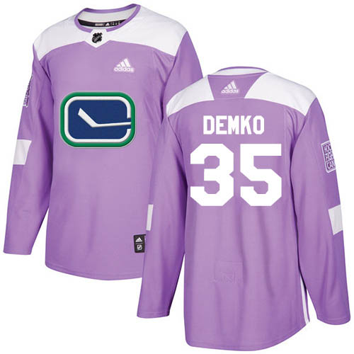 Adidas Vancouver Canucks #35 Thatcher Demko Purple Authentic Fights Cancer Stitched Jersey Men's