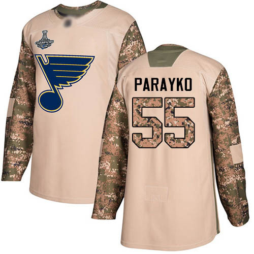 Adidas St. Louis Blues #55 Colton Parayko Camo Authentic 2017 Veterans Day Stanley Cup Champions Stitched Jersey Men's