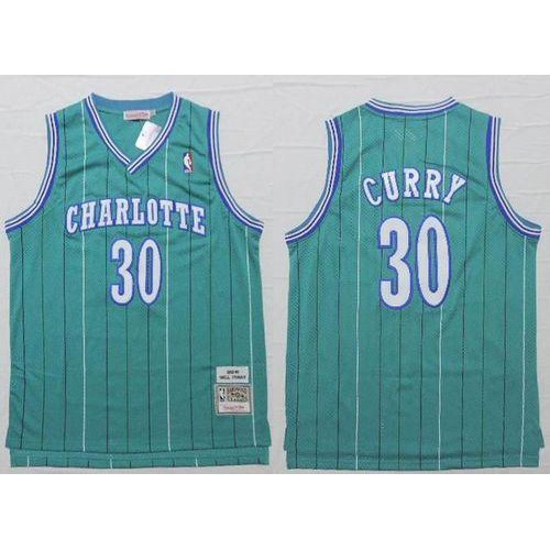 Charlotte Hornets #30 Dell Curry Light Blue Throwback Stitched Jersey Mens