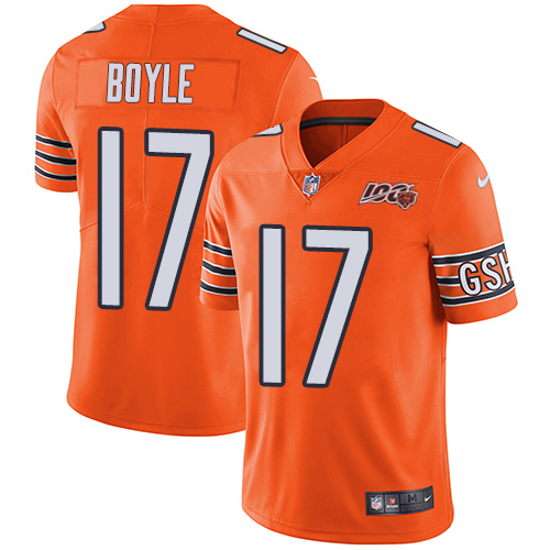 Bears #17 Tim Boyle Orange Youth Stitched Limited Rush 100th Season Jersey
