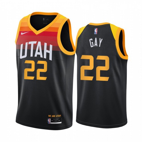 Utah Jazz #22 Rudy Gay Black Youth Swingman 2020-21 City Edition Jersey Youth