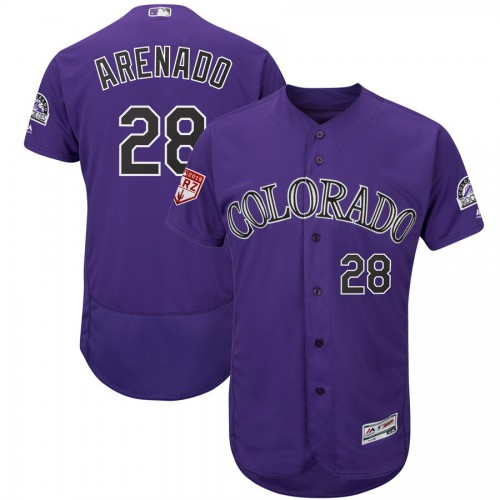 Colorado Rockies #28 Nolan Arenado Purple 2019 Spring Training Flex Base Stitched Jersey Men's