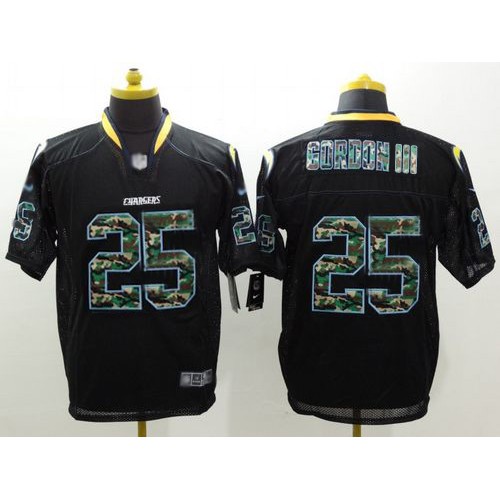 Los Angeles Chargers #25 Melvin Gordon III Black Men's Stitched Elite Camo Fashion Jersey Men's