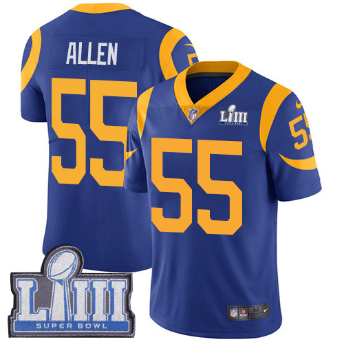 Los Angeles Rams #55 Brian Allen Royal Blue Alternate Super Bowl LIII Bound Men's Stitched Vapor Untouchable Limited Jersey Men's