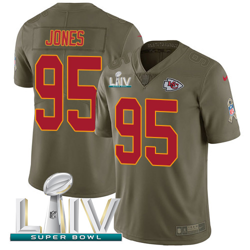 Chiefs #95 Chris Jones Olive Super Bowl LIV 2020 Men's Stitched Limited 2017 Salute To Service Jersey
