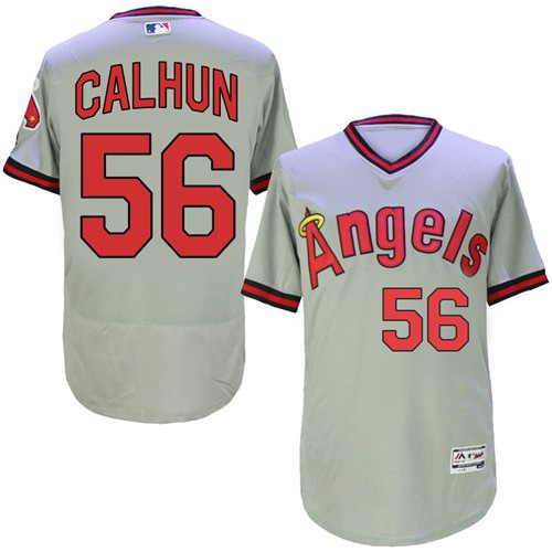 Los Angeles Angels of Anaheim #56 Kole Calhoun Grey Flexbase Authentic Collection Cooperstown Stitched Jersey Men's