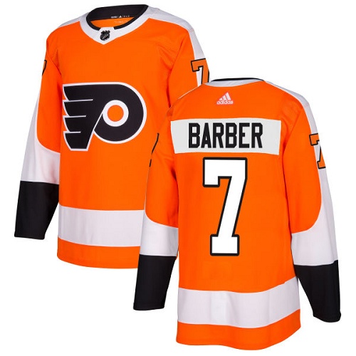Adidas Philadelphia Flyers #7 Bill Barber Orange Home Authentic Stitched Youth Jersey Youth