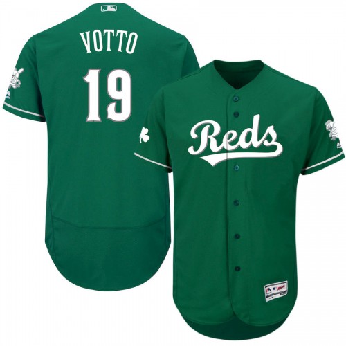 Cincinnati Cincinnati Reds #19 Joey Votto Majestic St. Patrick's Day Flex Base Authentic Collection Celtic Player Jersey Green Men's