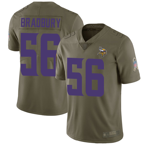 Minnesota Vikings #56 Garrett Bradbury Olive Youth Stitched Limited 2017 Salute to Service Jersey Youth
