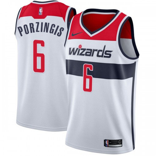 Washington Wizards #6 Kristaps Porzingis White Womens Association Edition Swingman Jersey Womens