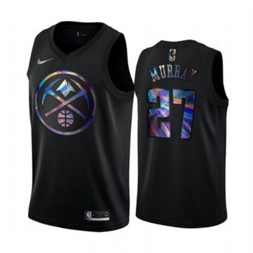 Denver Nuggets #27 Jamal Murray Mens Iridescent Holographic Collection Jersey - Black Mens