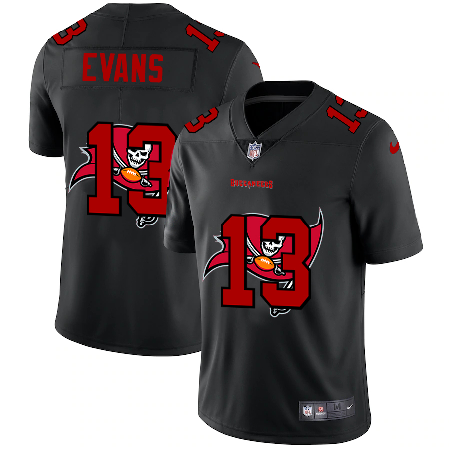 Tampa Bay Buccaneers #13 Mike Evans Men's Team Logo Dual Overlap Limited Jersey Black