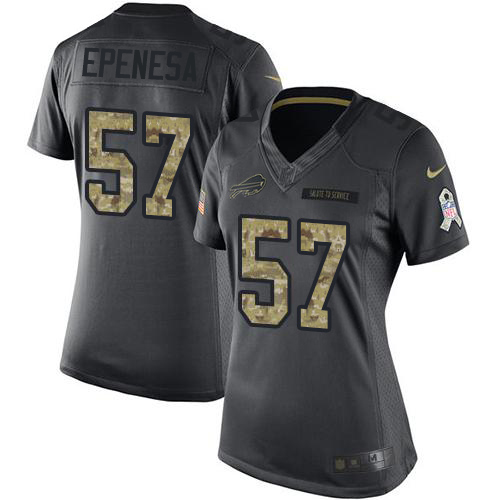 Buffalo Bills #57 A.J. Epenesas Black Women's Stitched Limited 2016 Salute to Service Jersey Womens