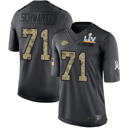 Kansas City Chiefs #71 Mitchell Schwartz Black Youth Super Bowl LV Bound Stitched Limited 2016 Salute to Service Jersey Youth
