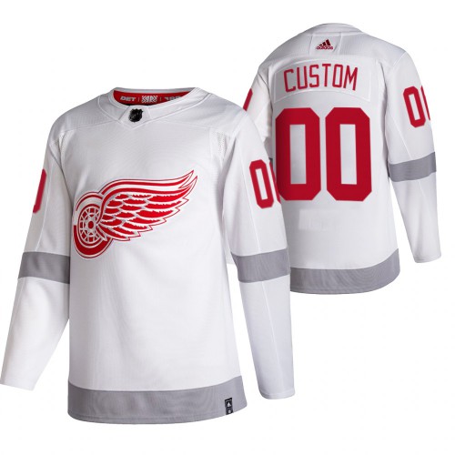 Detroit Red Wings Custom White Men's Adidas 2020-21 Reverse Retro Alternate Jersey