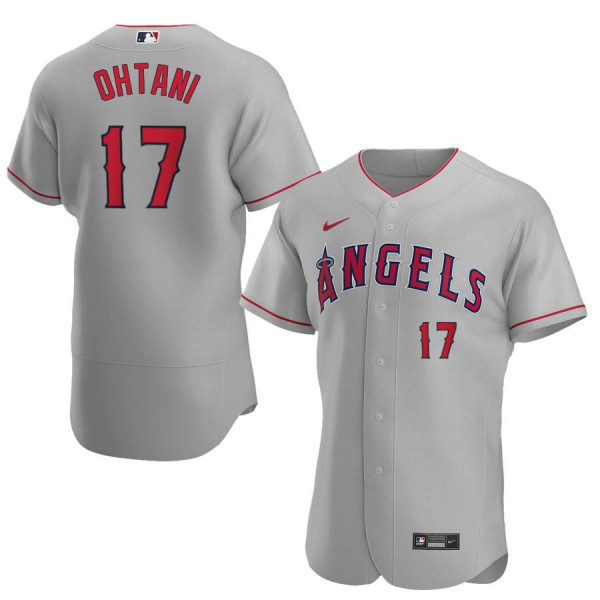 Men's Los Angeles Angels 17 Authentic Gray Road 2020 Shohei Ohtani Jersey