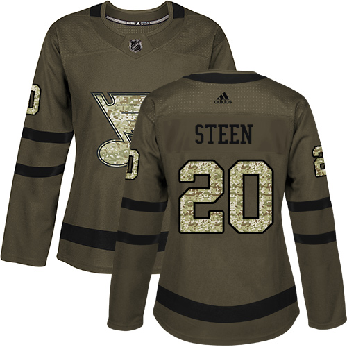 Adidas St. Louis Blues #20 Alexander Steen Green Salute to Service Women's Stitched Jersey Womens
