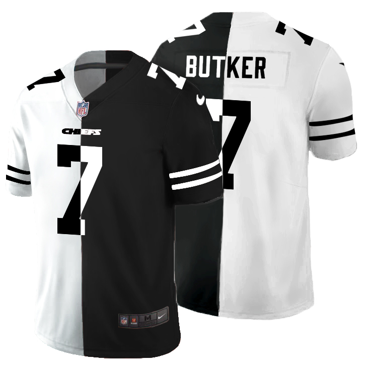 Kansas City Chiefs #7 Harrison Butker Men's Black V White Peace Split Vapor Untouchable Limited Jersey