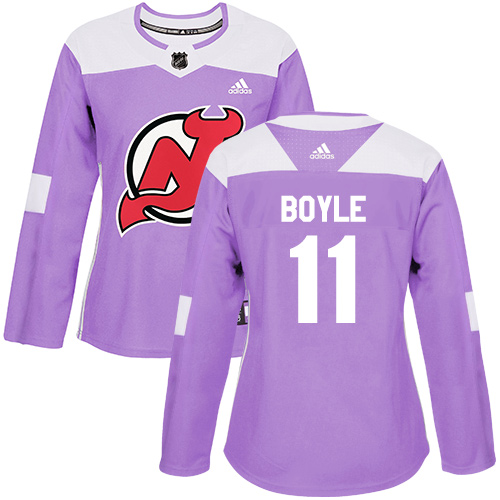 Adidas New Jersey Devils #11 Brian Boyle Purple Authentic Fights Cancer Women's Stitched Jersey Womens