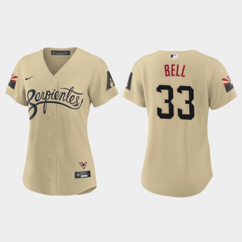 Arizona Arizona Diamondbacks #33 Jay Bell Women's 2021 City Connect Jersey Gold Womens