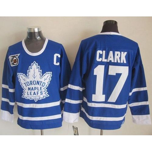 Maple Toronto Maple Leafs #17 Wendel Clark Blue 75th CCM Throwback Stitched Jersey Men's