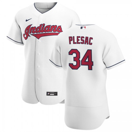 Cleveland Guardians #34 Zach Plesac Men's White Home 2020 Authentic Team Jersey Men's