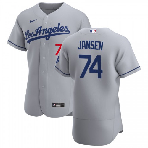 Los Angeles Los Angeles Dodgers #74 Kenley Jansen Men's Gray Road 2020 Authentic Team Jersey Men's
