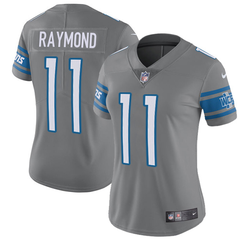 Lions #11 Kalif Raymond Gray Women's Stitched Limited Rush Jersey
