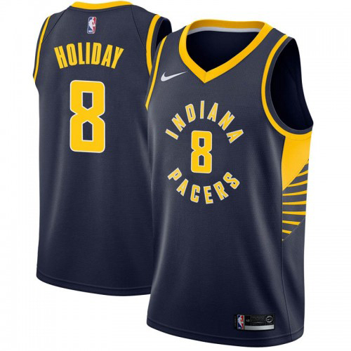 Indiana Pacers #8 Justin Holiday Navy Blue Swingman Icon Edition Jersey Mens