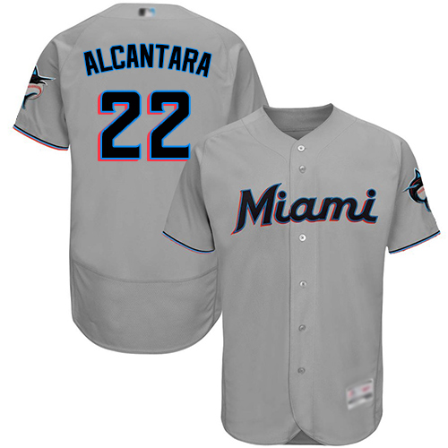 Miami Marlins #22 Sandy Alcantara Grey Flexbase Authentic Collection Stitched Jersey Men's