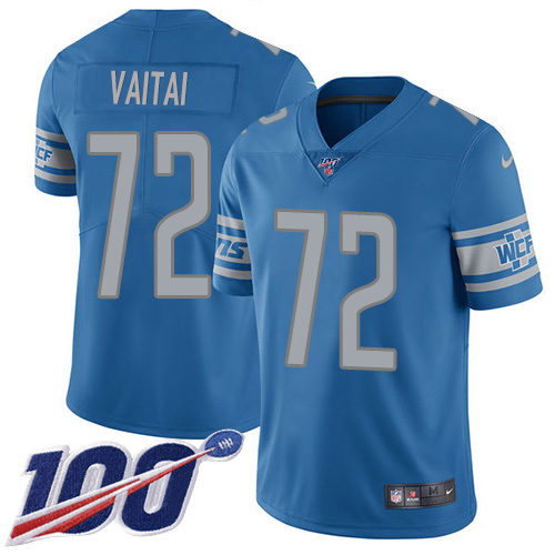 Detroit Lions #72 Halapoulivaati Vaitai Blue Team Color Youth Stitched 100th Season Vapor Untouchable Limited Jersey Youth