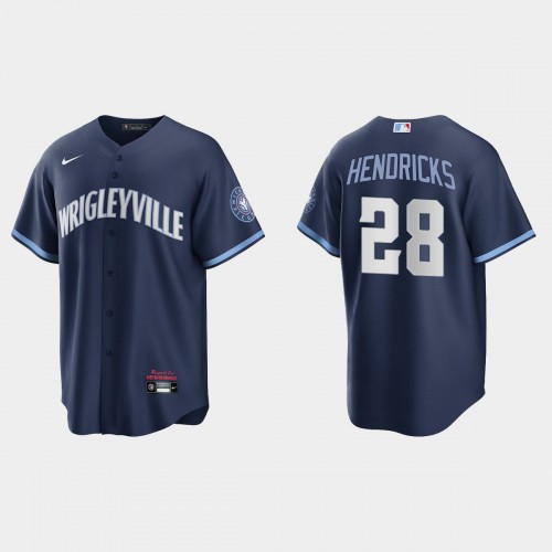 Chicago Chicago Cubs #28 Kyle Hendricks Men's 2021 City Connect Fans Version Navy Jersey Men's