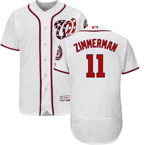 Washington Nationals #11 Ryan Zimmerman White Flexbase Authentic Collection Stitched Jersey Men's
