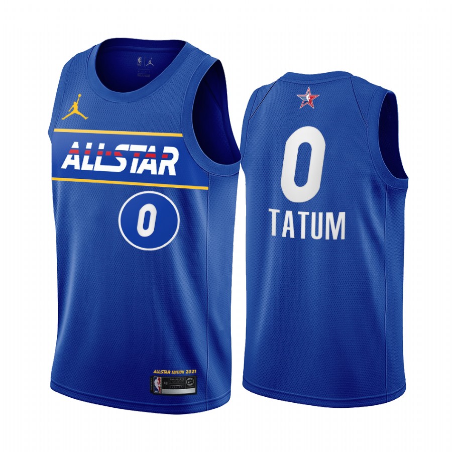 Men's #0 Jayson Tatum Jordan Brand Blue 2021 All-Star Game Swingman Finished Jersey