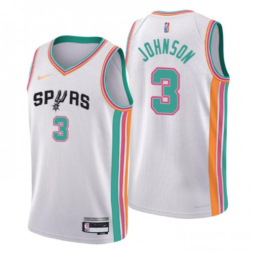San Antonio San Antonio Spurs #3 Keldon Johnson Mens White 2021/22 Swingman Jersey - City Edition Mens