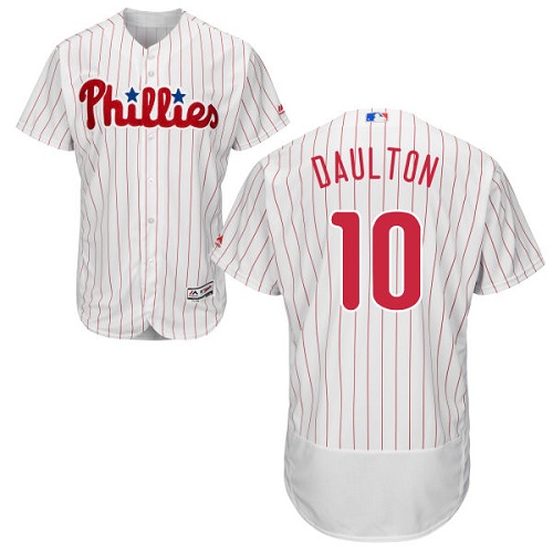 Philadelphia Phillies #10 Darren Daulton White(Red Strip) Flexbase Authentic Collection Stitched Jersey Men's