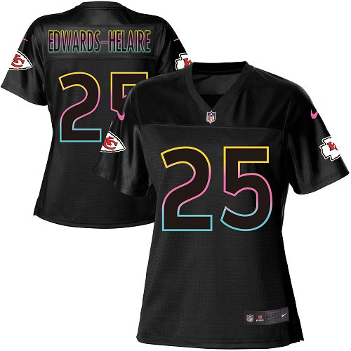 Chiefs #25 Clyde Edwards-Helaire Black Women's Fashion Game Jersey