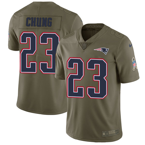 New England Patriots #23 Patrick Chung Olive Men's Stitched Limited 2017 Salute To Service Jersey Men's