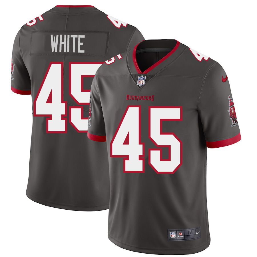 Tampa Bay Buccaneers #45 Devin White Men's Pewter Alternate Vapor Limited Jersey