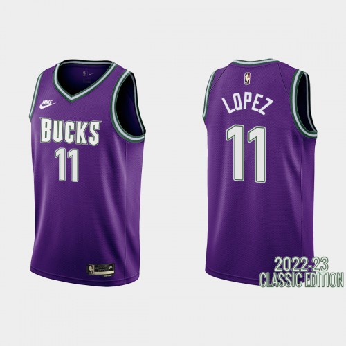 Milwaukee Milwaukee Bucks #11 Brook Lopez Purple Mens 2022-23 Classic Edition Jersey Mens