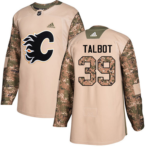 Adidas Calgary Flames #39 Cam Talbot Camo Authentic 2017 Veterans Day Stitched Jersey Men's
