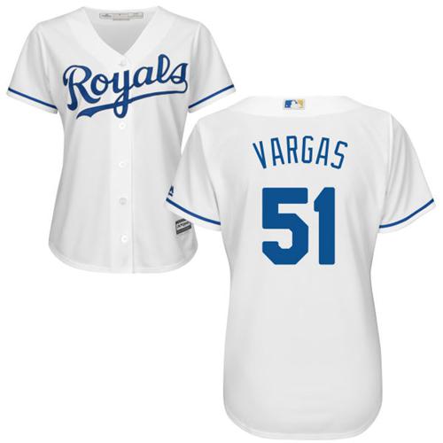 Kansas City Royals #51 Jason Vargas White Home Women's Stitched Jersey Womens
