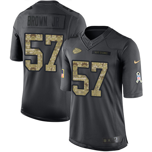 Kansas City Chiefs #57 Orlando Brown Jr. Black Men's Stitched Limited 2016 Salute to Service Jersey Men's