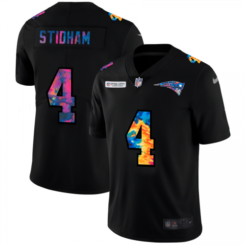 New England New England Patriots #4 Jarrett Stidham Men's Multi-Color Black 2020 Crucial Catch Vapor Untouchable Limited Jersey Men's