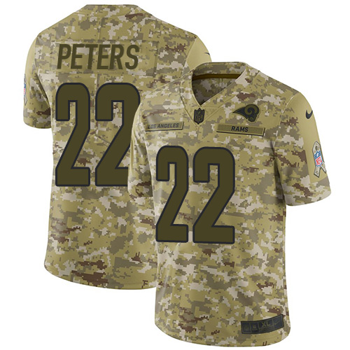 Los Angeles Rams #22 Marcus Peters Camo Men's Stitched Limited 2018 Salute To Service Jersey Men's