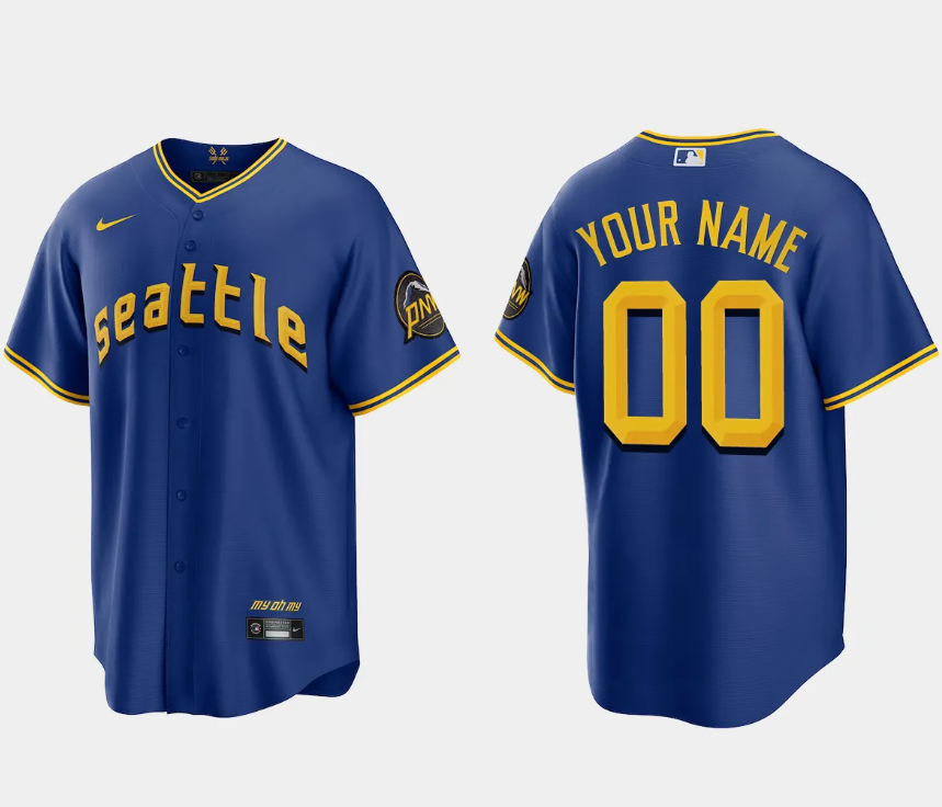 Men Seattle Mariners Custom 2023 City Connect Replica Jersey – Royal