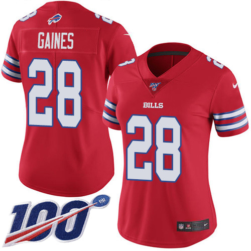 Buffalo Bills #28 E.J. Gaines Red Women's Stitched Limited Rush 100th Season Jersey Womens
