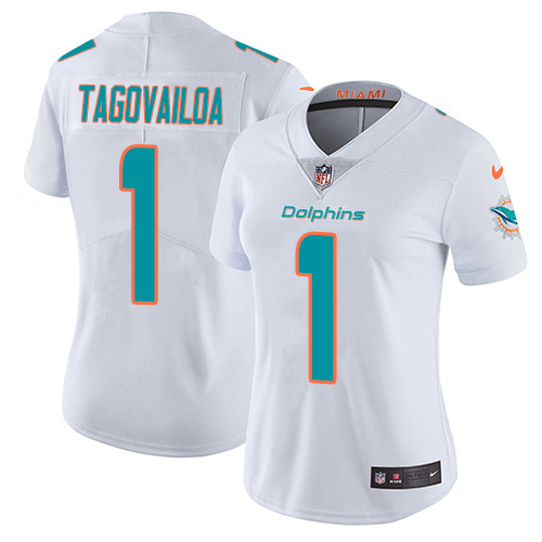 Dolphins #1 Tua Tagovailoa White Women's Stitched Vapor Untouchable Limited Jersey
