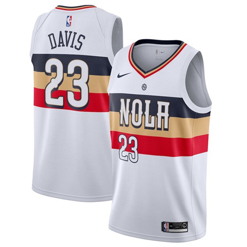 New Orleans Pelicans #23 Anthony Davis White Swingman Earned Edition Jersey Mens