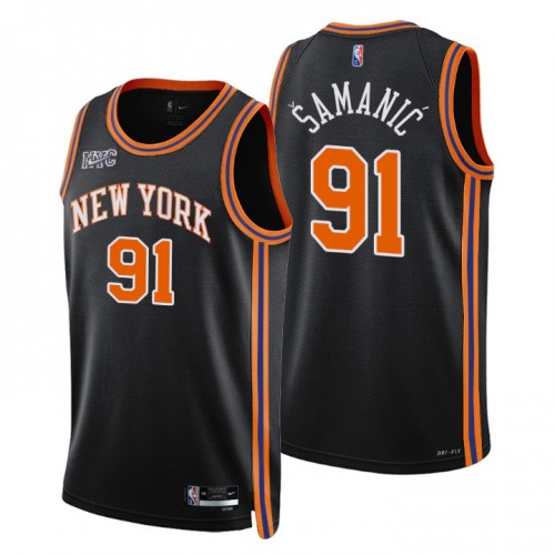 New York New York Knicks #91 Luka Samanic Mens Black 2021/22 Swingman Jersey - City Edition Mens